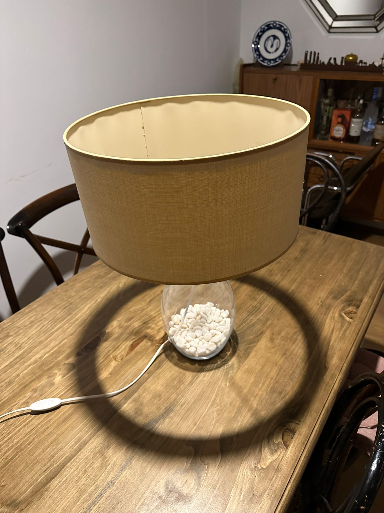 Lampara de mesa grande de cristal